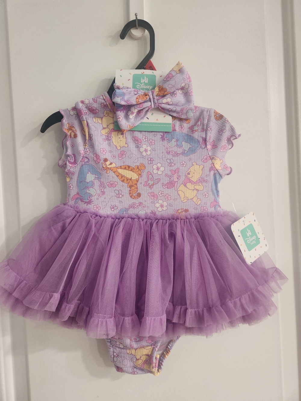 Disney Purple Winnie the Pooh Tutu Dress Costume with Bow